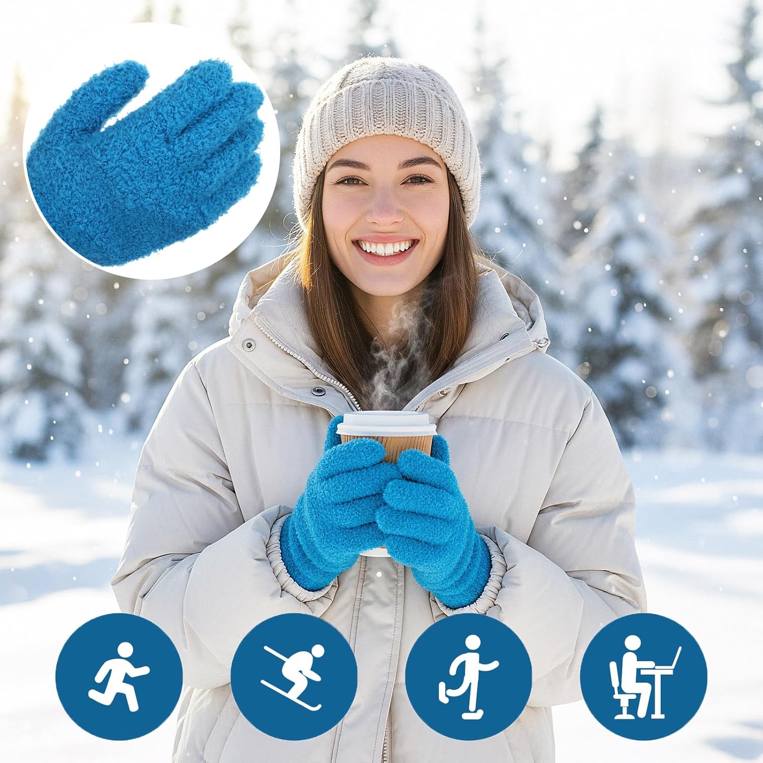 2 Pairs Microfiber Gloves Household Cleaning Glove Plant Dusting Glove Washable Reusable Mittens Gloves for Plants House Cars Blinds Dusting Furniture and Small Objects (Blue)