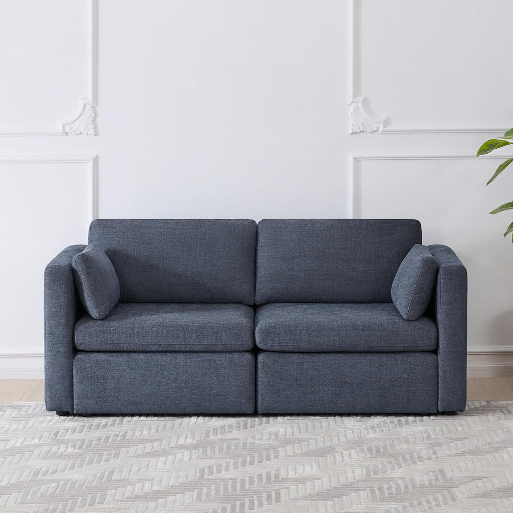 CHITA Small Modular Sectional Fabric Sofa Set, Extra Comfty Loveseat Cloud Couch, FSC Certified Modular Sectional Couch for Living Room, 78 inch Width,2 Seat Modular Sofa, Blue