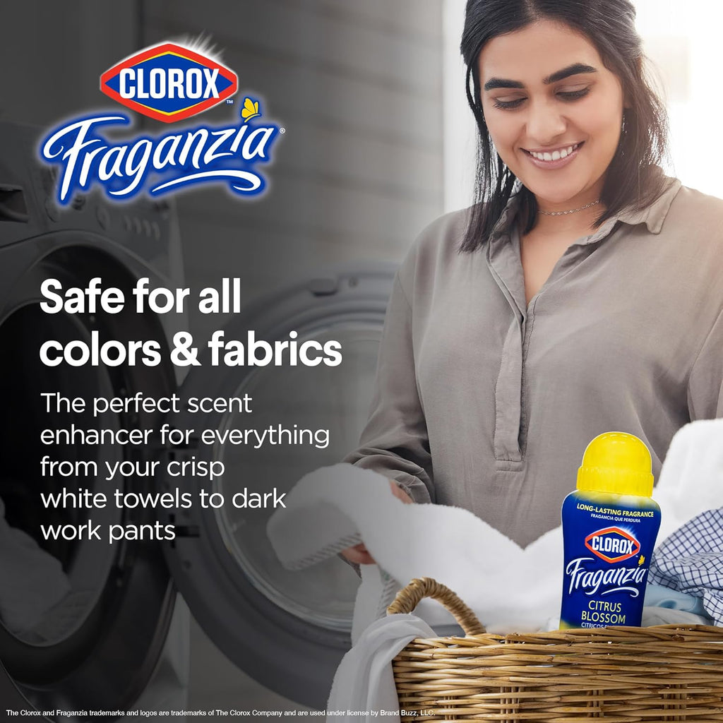 Clorox Fraganzia Laundry Scent Booster Crystals in Citrus Blossom Scent - Scented In-Wash Freshener Beads for Fresh, Clean, Great Smelling Clothes and Linens, 18 Oz - 2 Pack