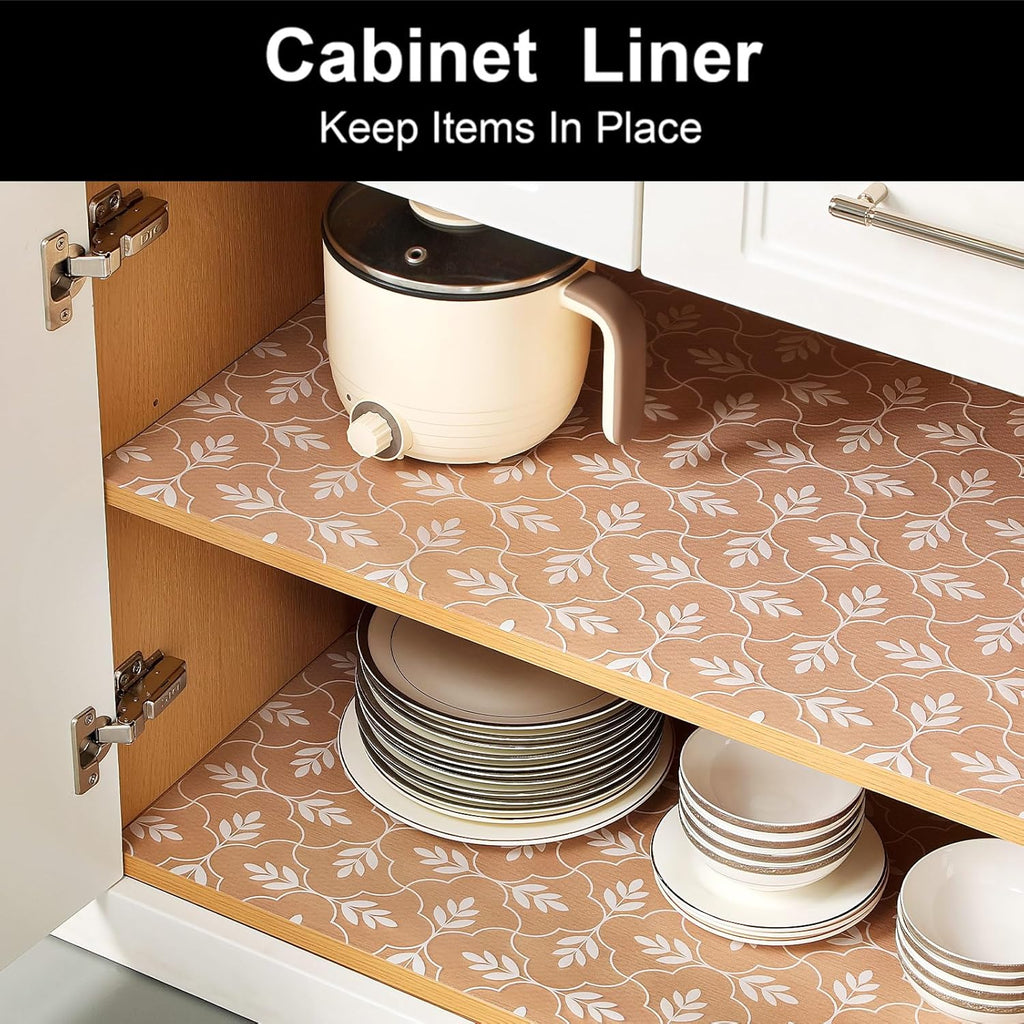 Cooyes Drawer and Shelf Liner, Non-Adhesive Shelf Liners for Kitchen Cabinets, Thick Strong Grip Mats for Desk, Shelves, Bathroom Drawers, Fridge, Cabinet Protection