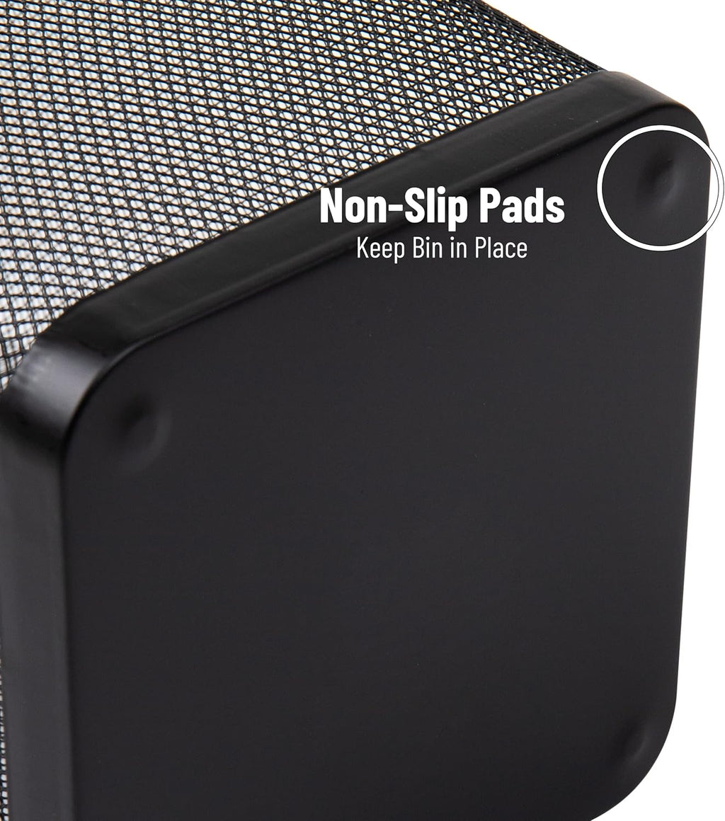 Mind Reader Mesh Trash Can, Waste Paper Basket, Square, Office, Metal Mesh, 9.75"L x 9.75"W x 12.25"H, Set of 2, Black