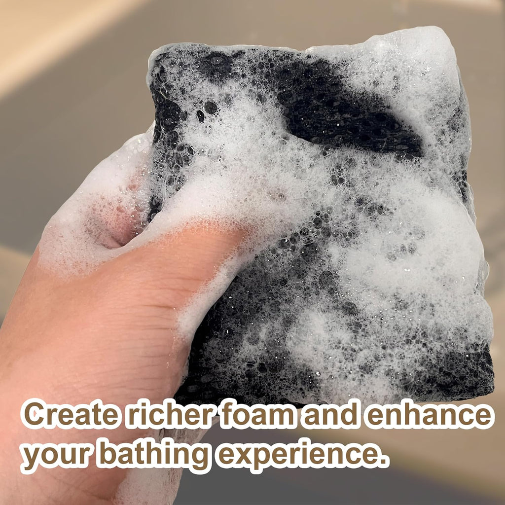 2 Pack Soap Bag Gentle Roughness,Bar Soap Pouch Saver Pocket,Body Scrubber Shower Sponge Loofah,Exfoliating Bath Sponge (Black)