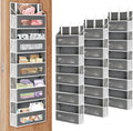 3 Packs 5-Tier Over the Door Storage Organizer with 10 Side Mesh Pockets, 48 lbs Load Capacity, 3 Hooks Design, Hanging Organizer with Clear Windows for Bathroom, Bedroom, Nursery, Kitchen-Grey