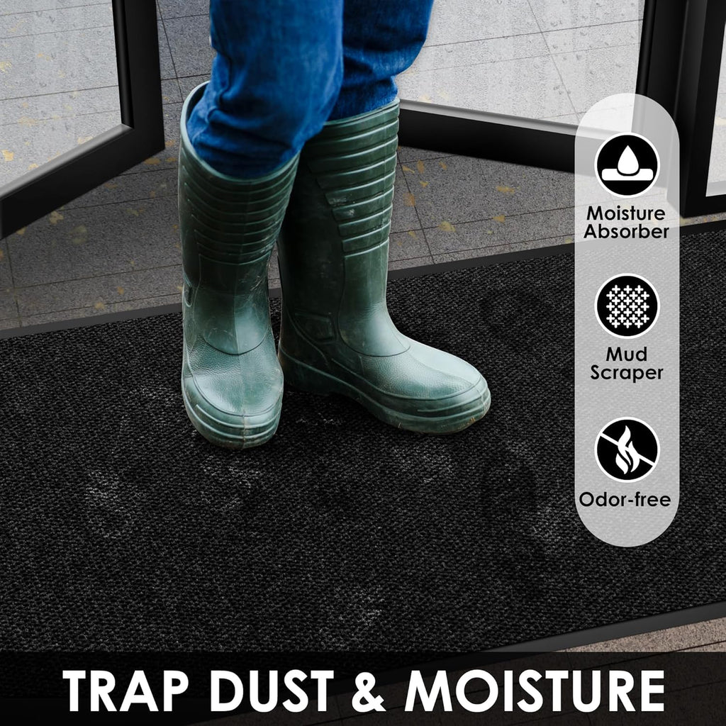 2′ x 5′ Front Door Mat Indoor Outdoor Entrance, Commercial Floor Mat Heavy Duty Dirt Trapper Entryway Doormat, Custom Size Non Slip Rubber Backing Welcome mat, Door Mat for High Traffic Area