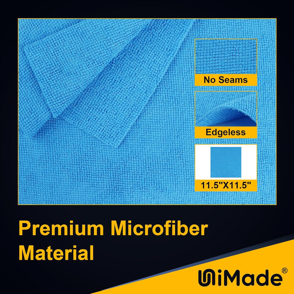 Shop Towels Rags, 150 Pack Reusable Shop Rags Bulk Microfiber Cleaning Cloth Lint Free Cleaning Towels for Car Kitchen Automotive Bar Mechanic Restaurant Garage, 11.5"x 11.5", Blue
