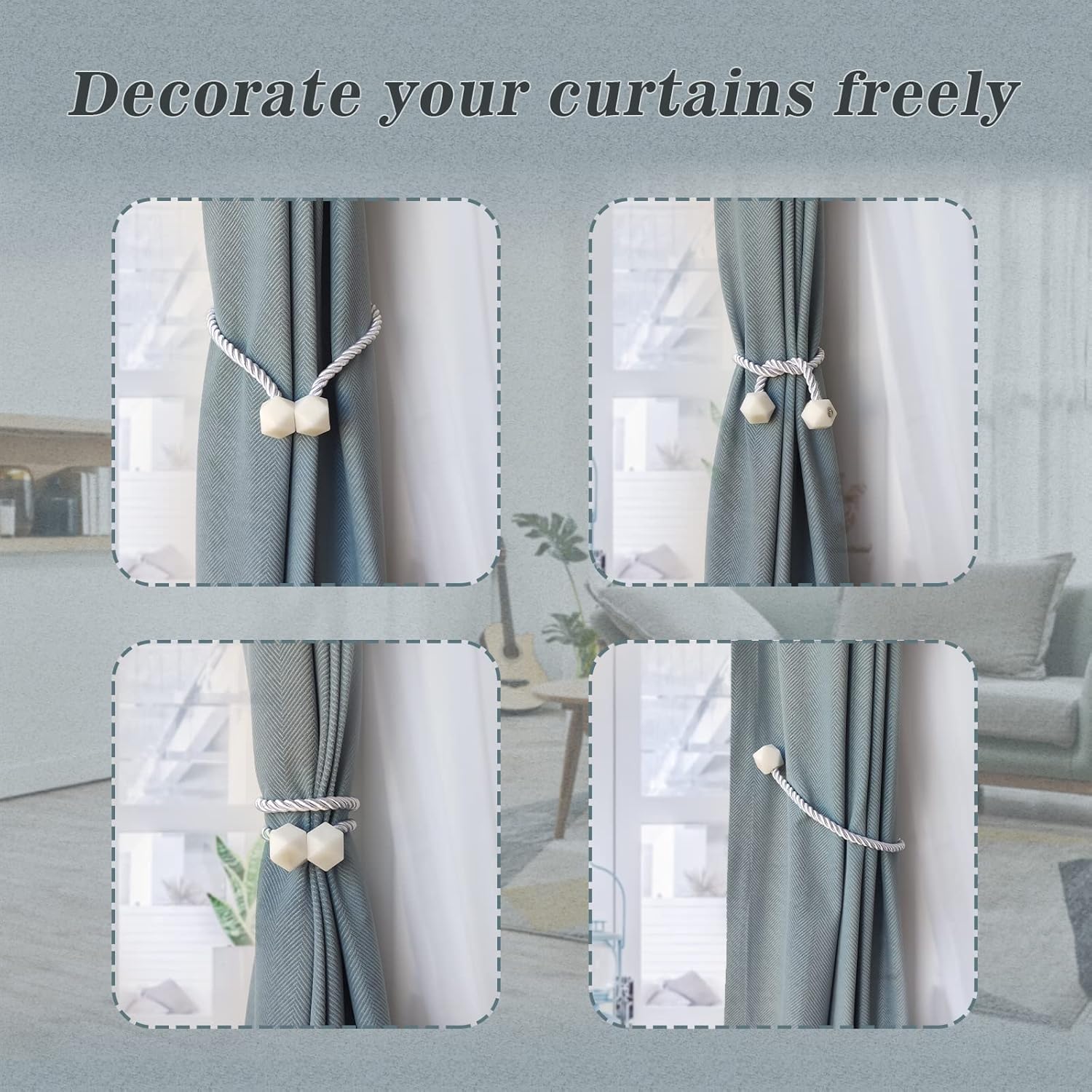 Hion Magnetic Curtain Tiebacks Golden 6 Pack, Curtain Tiebacks Buckles Holdbacks Holders Hooks Clip for Home Bedroom Office Decorative Thick or Thin Curtain