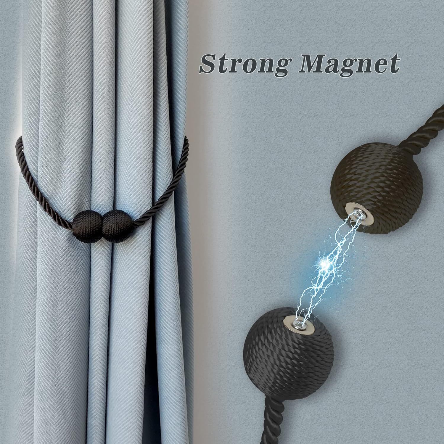 Hion Magnetic Curtain Tiebacks White 4 Pack, Curtain Tiebacks Buckles Holdbacks Holders Hooks Clip for Home Bedroom Office Decorative Thick or Thin Curtain