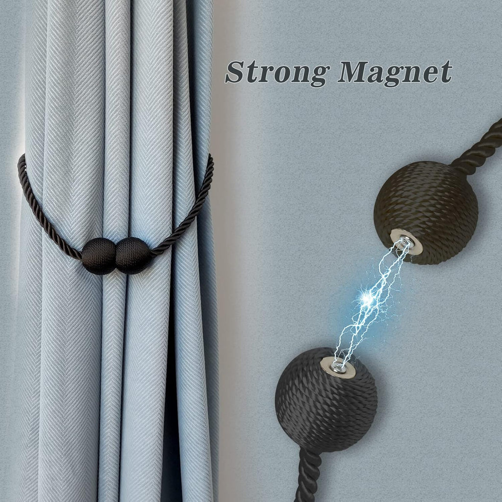 Hion Magnetic Curtain Tiebacks White 6 Pack, Curtain Tiebacks Buckles Holdbacks Holders Hooks Clip for Home Bedroom Office Decorative Thick or Thin Curtain
