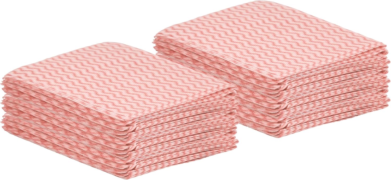 Superio Handy Wipes For Kitchen - Red Reusable Multi-Purpose Heavy-Duty Cleaning cloth for house, Bathroom, and office. Disposable Dish Towel (30)