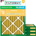 Filterbuy 16x20x2 Air Filter MERV 11 (MPR 1200) Allergen Defense Replacement (4-Pack), Electrostatic Pleated HVAC AC Furnace Filters, Made in USA (Actual Size: 15.50 x 19.50 x 1.75)