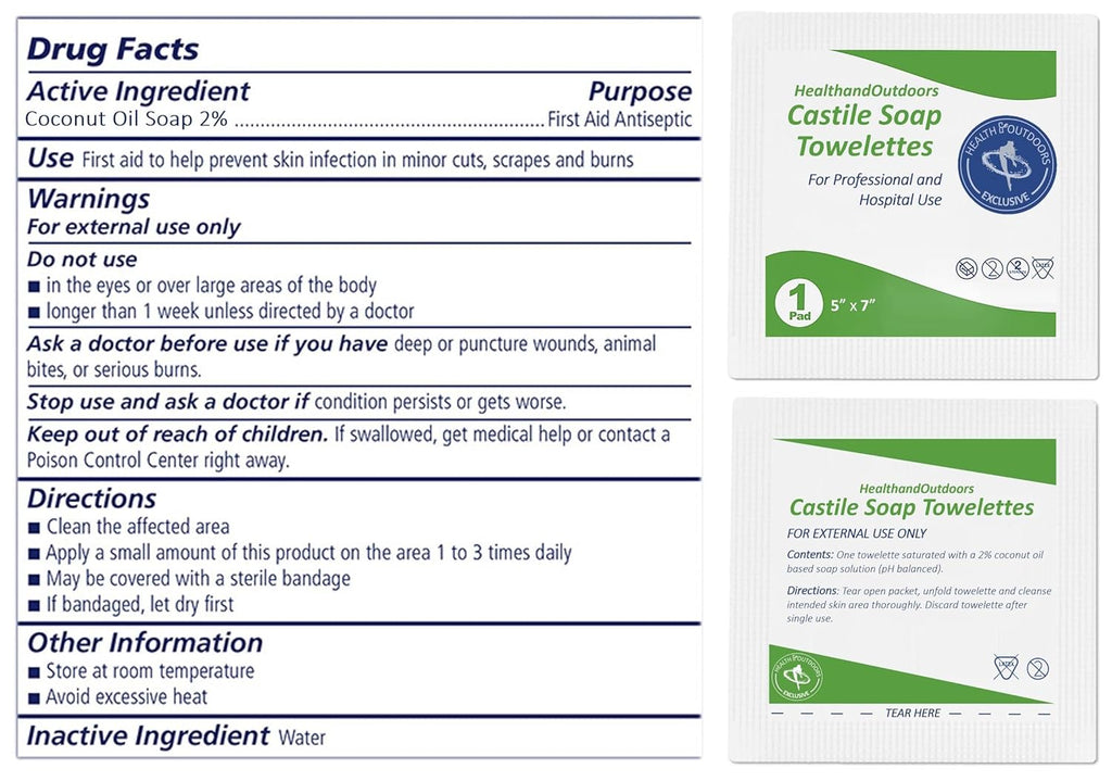 HAO Castile Soap Cleansing Towelettes 125 Count Refreshing Scented Wipes White 125 Count (Pack of 1) HAO-CST-125