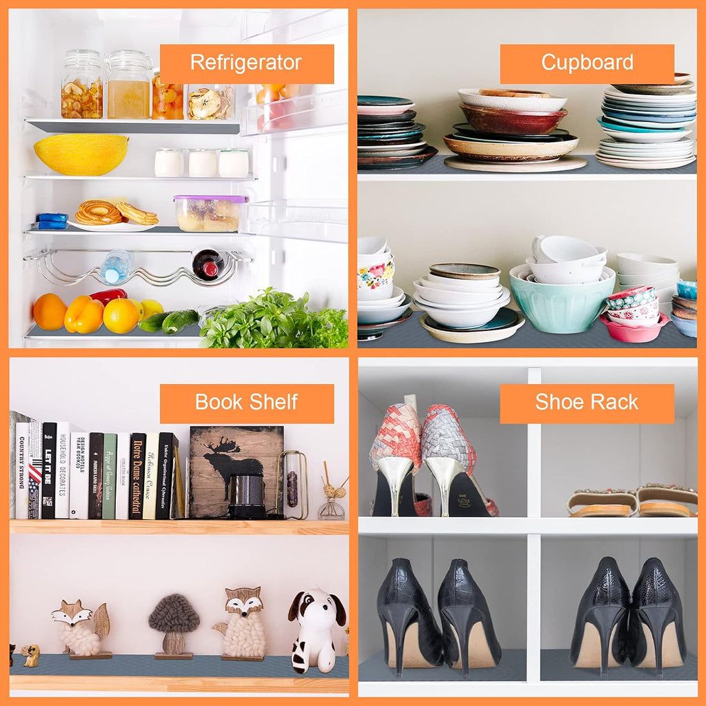 Shelf Liners for Kitchen Cabinets Non Adhesive Drawer Liner EVA Material Cupboard Mat Waterproof Refrigerator Mats Washable Fridge Liner for Cupboard and Desks Shelf Liner 23.6 x 393.7 Inches