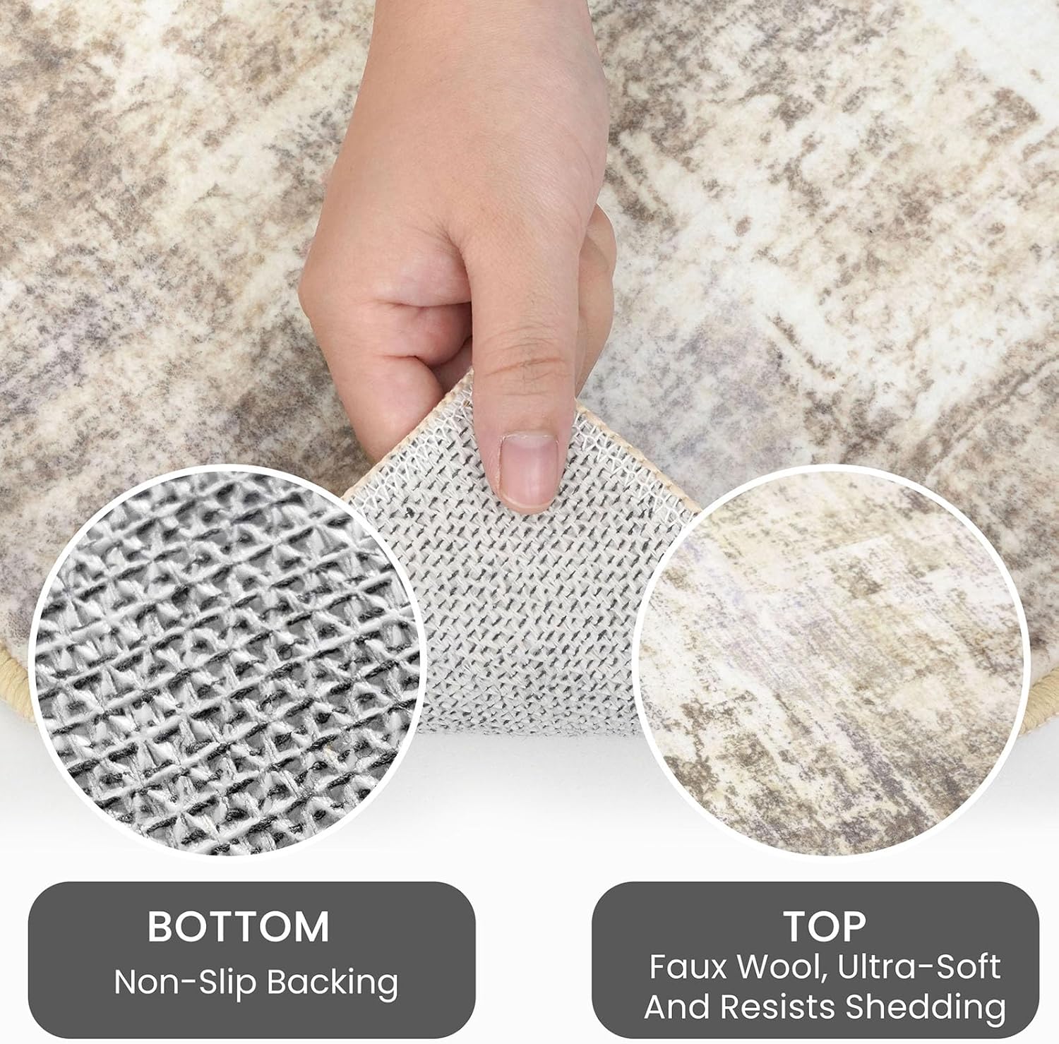 IOHOUZE Abstract Runner Rug 3x14 Ft Washable Runners for Hallways, Non Slip Kitchen Runner Printed Faux Wool Entryway Runner Indoor, Modern Abstract Floor Carpet for Hall Stair, Beige Brown