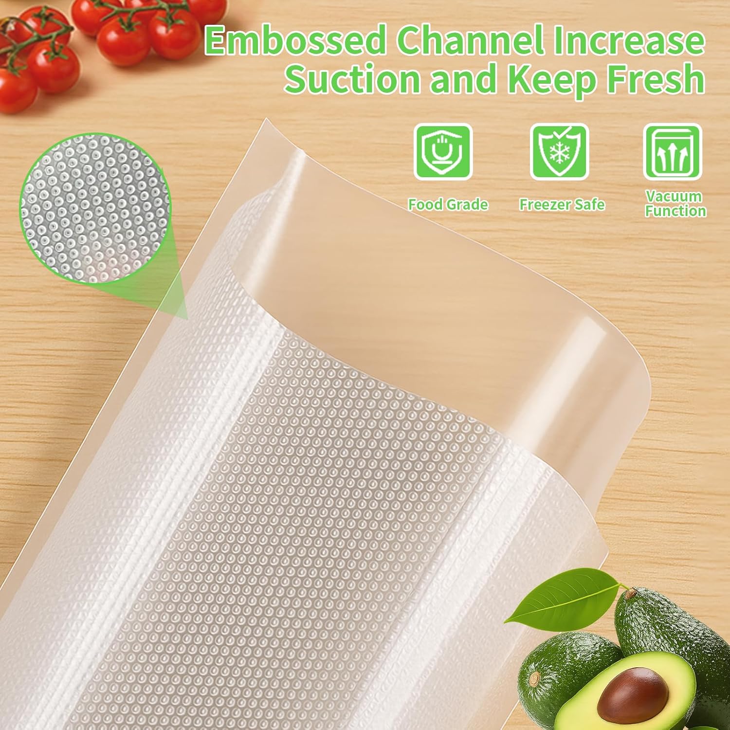 MakMeFre 150 Count Vacuum Sealer Bags 50 of Each Size 50 Pint 6"X10",50 Quart 8"X12"and 50 Gallon11"X16" BPA Free Sous Vide Seal a Meal Vaccume Seal Pre-Cut Combo Pack Bag