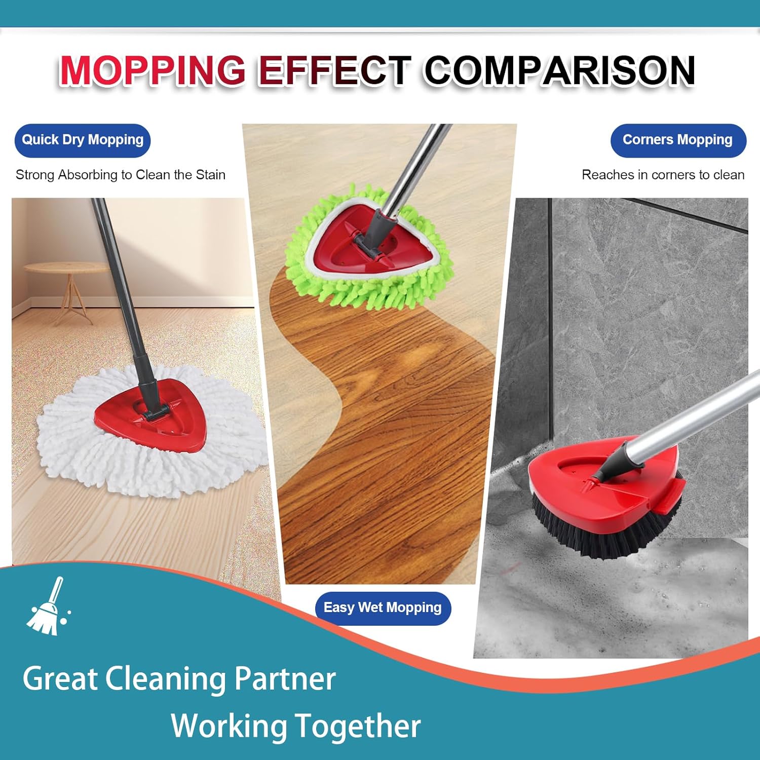 12 Pack Mop Replacement Heads for O-Ceda Mop Replace Head EasyWrin Spin Mop Heads Replacements, Microfiber Spin Mop Refills, Cleaning Mop Head for Living Room and Bath