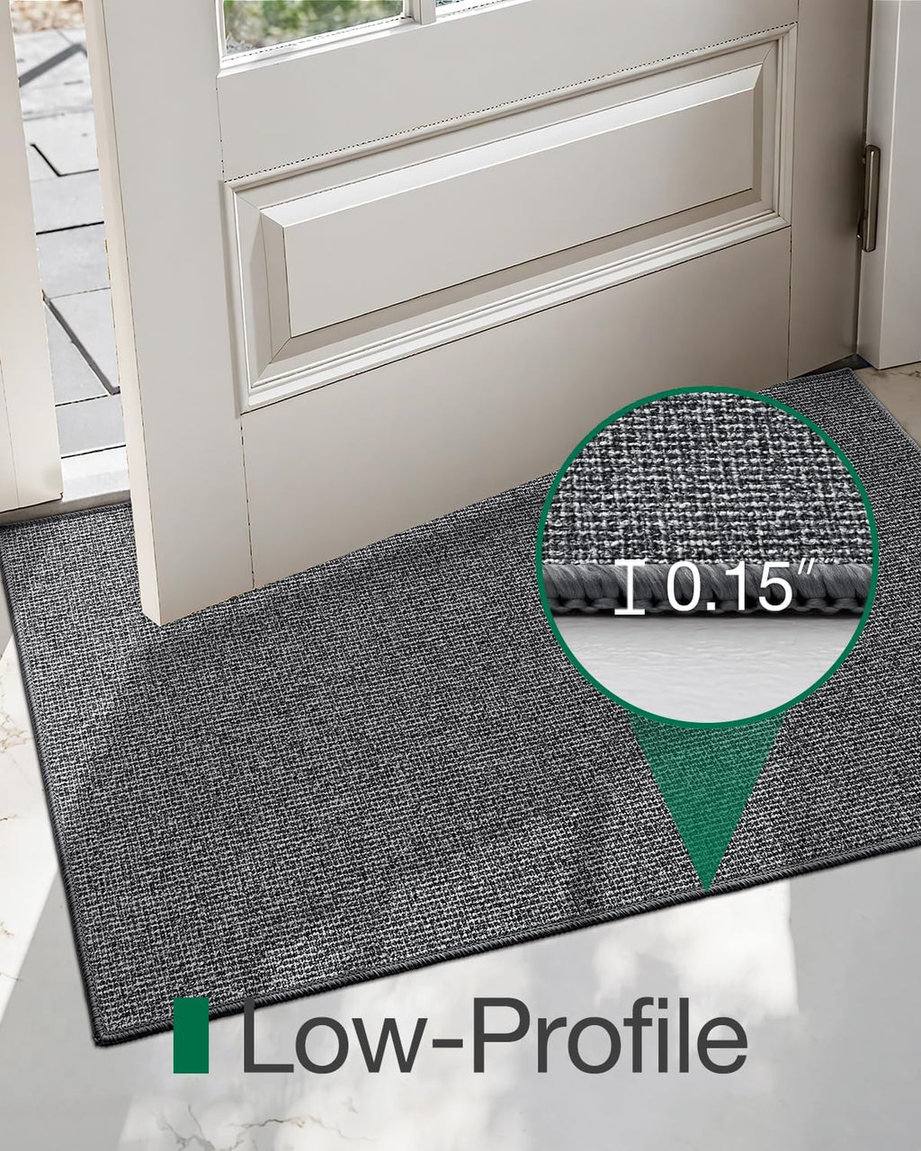 LUMI Indoor Door Mat 32"x48", Ultra Thin Low Profile Non-Slip Doormat for Home Entrance, Absorbent & Stain-Resistant Welcome Mats, Washable Entryway Mat for Front Door, Patio, Porch, Grey