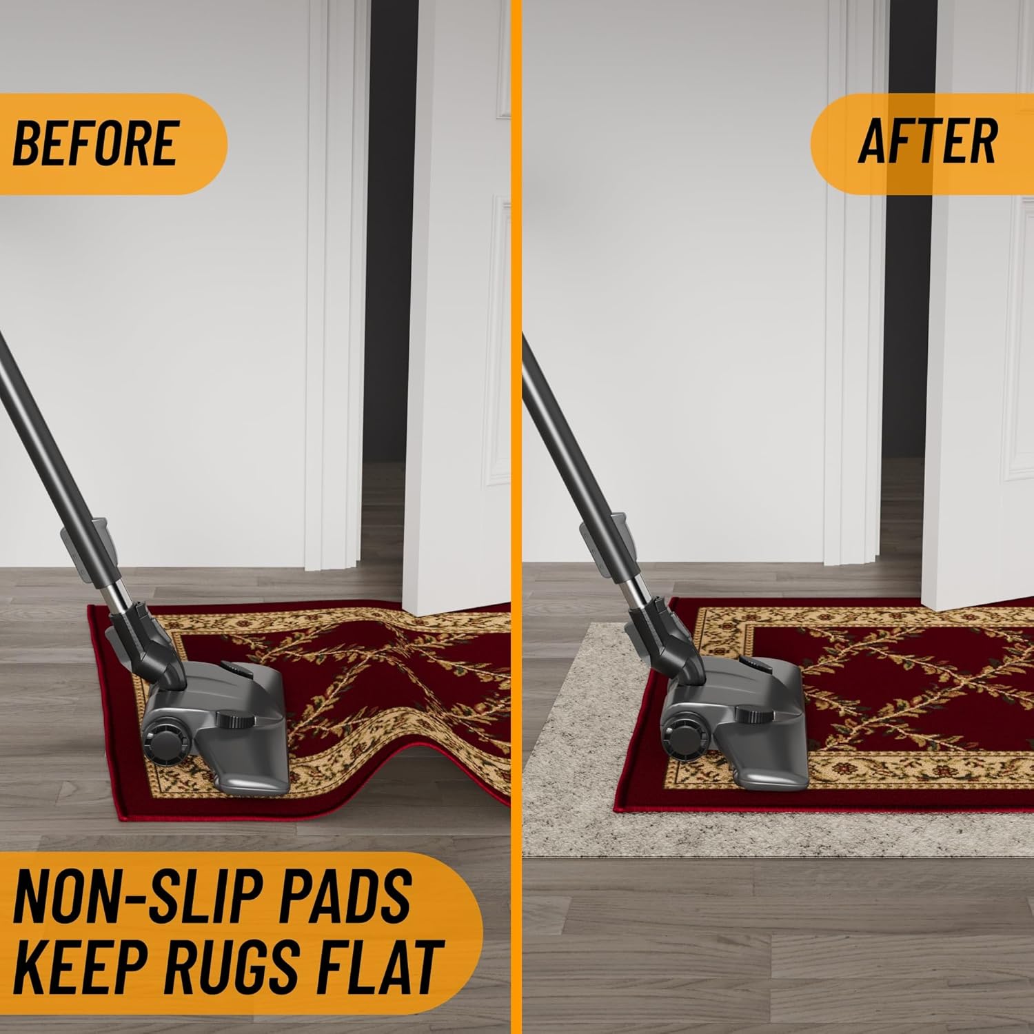 Ottomanson 2' x 7'8" Non-Slip Rug Pad Gripper 1/12 Inch Ultra Thin Dual Surface Felt + Rubber Gripper - Safe for All Floors, Cream