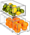 Sorbus Large Clear Storage Drawers (2 Pack) – Stackable Pull-Out Storage Bins with Handles, Slide Out Organizer Drawers for Pantry, Fridge, Kitchen – Stackable Acrylic Storage Bins