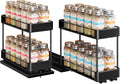 Nieifi Spice Rack Organizer for Cabinet, Vertical Spice Rack Pull Out, Easy to Install, Metal, 4.5''Wx10.35''Dx8.4''H, 2 Pack, 2 Tiers(Black)