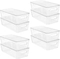 Vtopmart 8pcs Clear Organizers and Storage Bins with Lids, Stackable Plastic Storage Containers with Handles for Fridge, Freezer, Pantry, Cabinet, Kitchen Organization