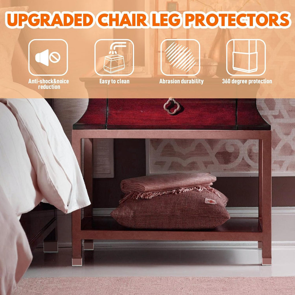 Rectangle Chair Leg Protectors for Hardwood Floors,16 PCS Silicone Covers to Protect Wood Tile Floors Felt Pads Furniture Leg Caps Reduce Noise. Easy to Move. (Clear,2 x 3 Inch, Rectangular)