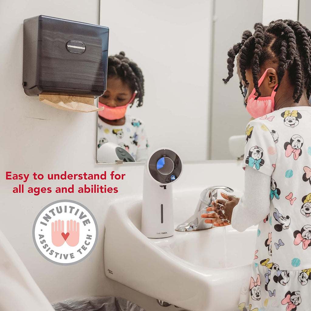 Time Timer WASH with Soap Dispenser — Hands Free Automatic Soap Dispenser with 30 Second Visual Countdown Display, Touch-Less Handwashing, for Kitchen or Bathroom Timer with Optional Music Sound