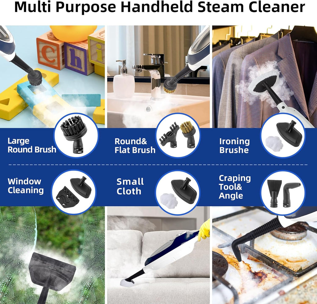 Steam Mop - 10-in-1 Floor Steamer Detachable MultiPurpose Handheld Steam Cleaner for Hardwood/Tile/Laminate All Floors Carpet Cleaning with 11 Accessories for Whole Home Use(Blue).