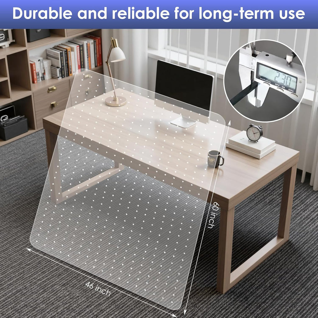 Kuyal Office Chair Mat for Carpet, 2 Pack 46x 60 Clear Heavy Duty Computer Chair Mat, Under Desk Protector Carpeted Floors Mat, Easy Chair Movement,Ship Flat