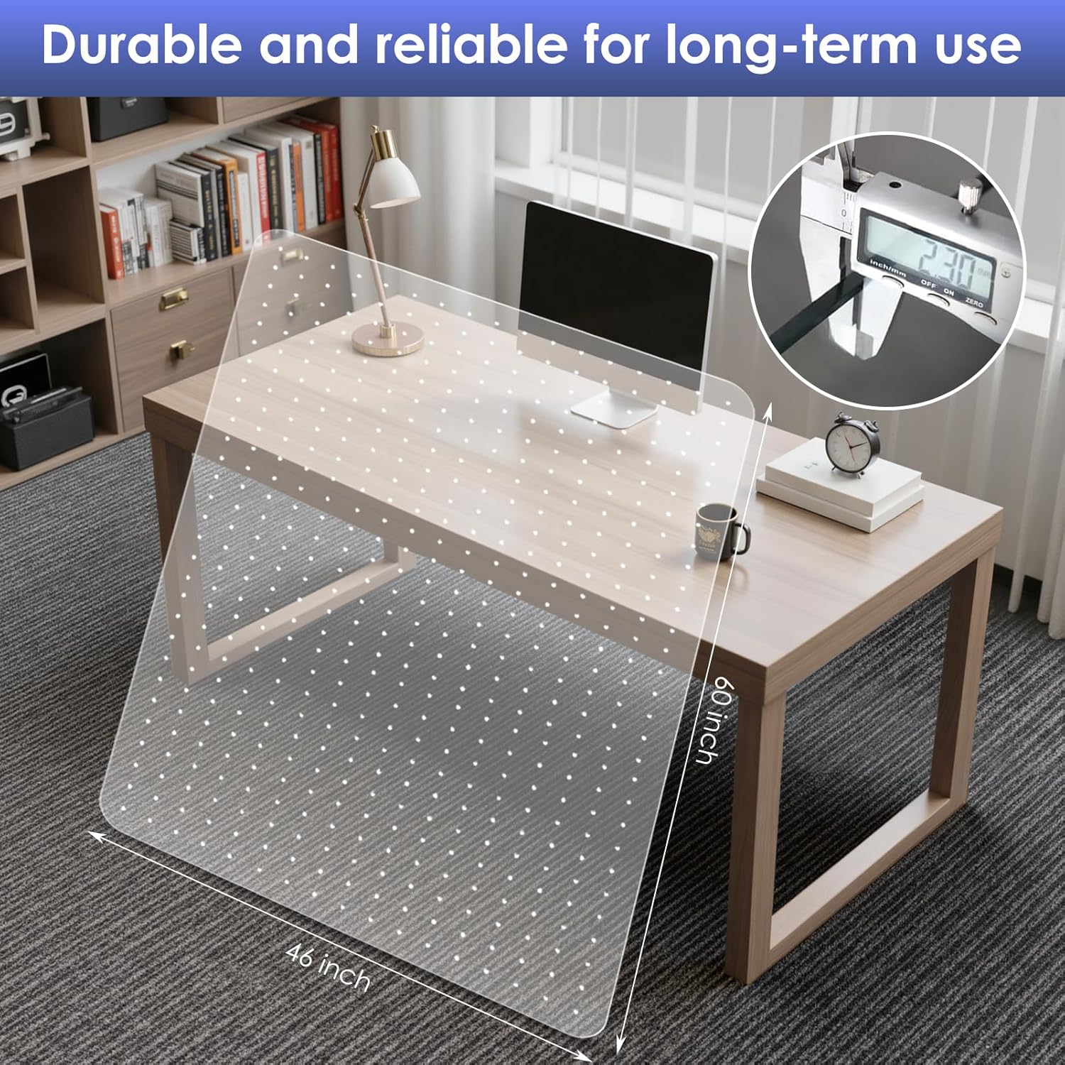 Kuyal Office Chair Mat for Carpet, 2 Pack 46x 60 Clear Heavy Duty Computer Chair Mat, Under Desk Protector Carpeted Floors Mat, Easy Chair Movement,Ship Flat