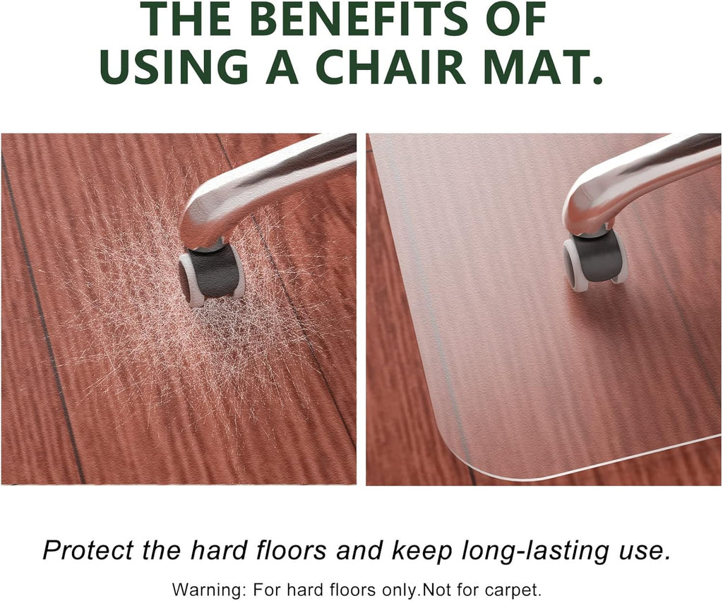 FuturHydro Chair Mat for Hardwood Floor, 30" x 48" Clear Anti-Slip Computer Desk Chair Floor Mat, Easy Glide, Transparent Mats for Office, Home and Gaming Floors (with Lip)