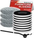 New Upgrade Furniture Sliders, Multi-Surface 3-in-1 Furniture Movers Sliders, Round Moving Pads with 8PCS 4.3" Carpet Sliders+4PCS Hard Floor Socks+1 Lifter, Protect Floor and Easily Move Furniture