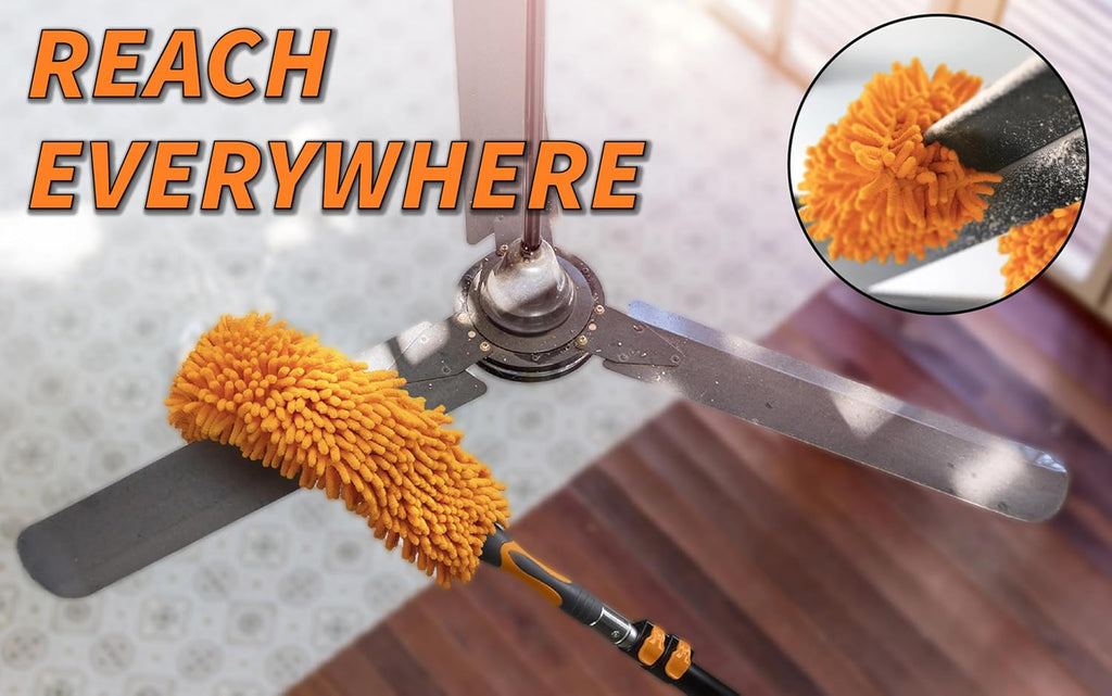 36 Foot High Reach Telescoping Duster Kit and Vinyl Siding Brushes with 5-30 ft Extension Pole // High Ceiling Cleaning and Window Washing kit // Exterior & Interior House and Gutter Cleaning Brush