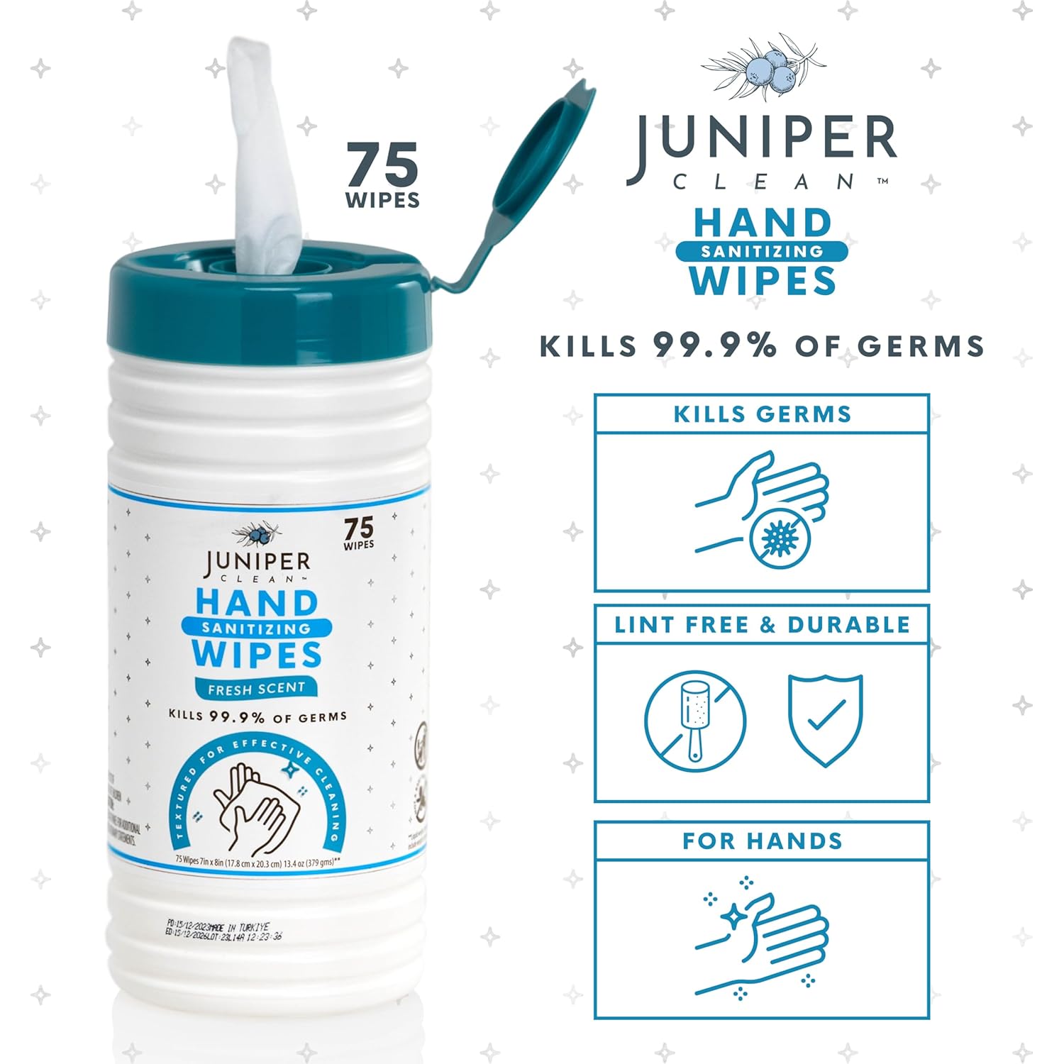 1 Pack Hand Sanitizing Wipes, Alcohol Free 75 Count Canister Disposable Hand Sanitizer Wipes, Fresh Scent, Lint Free & Durable