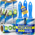 PetLovers Extra Sticky Lint Roller Mega Value Set 900 Sheets for Pet Hair Removal and Clothes, Dog and Cat Lint Remover, 10 Pack