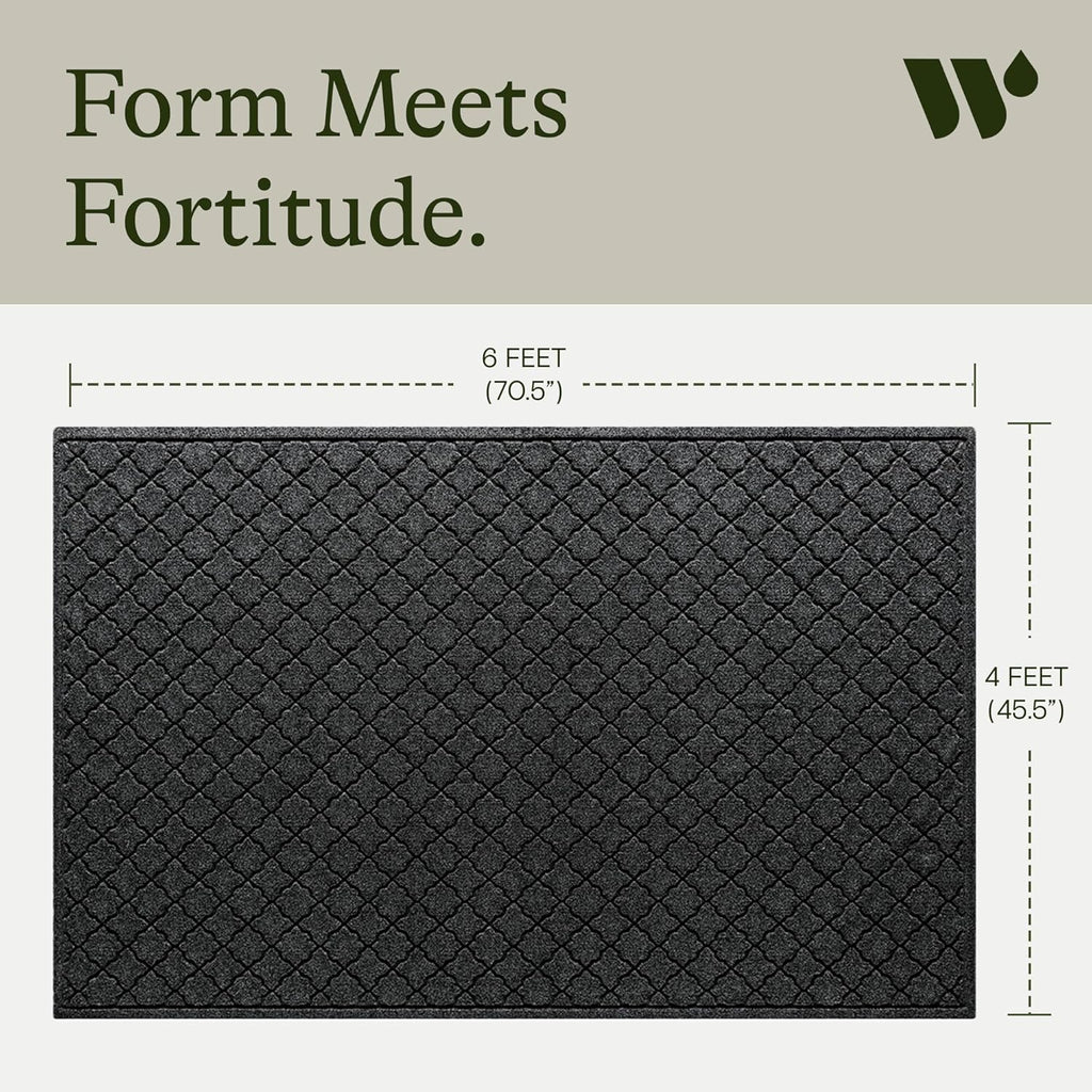 WaterHog Heavy Duty Doorway Mat, 4' x 6', Made in USA, Durable & Skid-Resistant Entryway Mat, Water-Trapping, Indoor/Outdoor Decorative Floor Covering, Cordova Collection, Charcoal