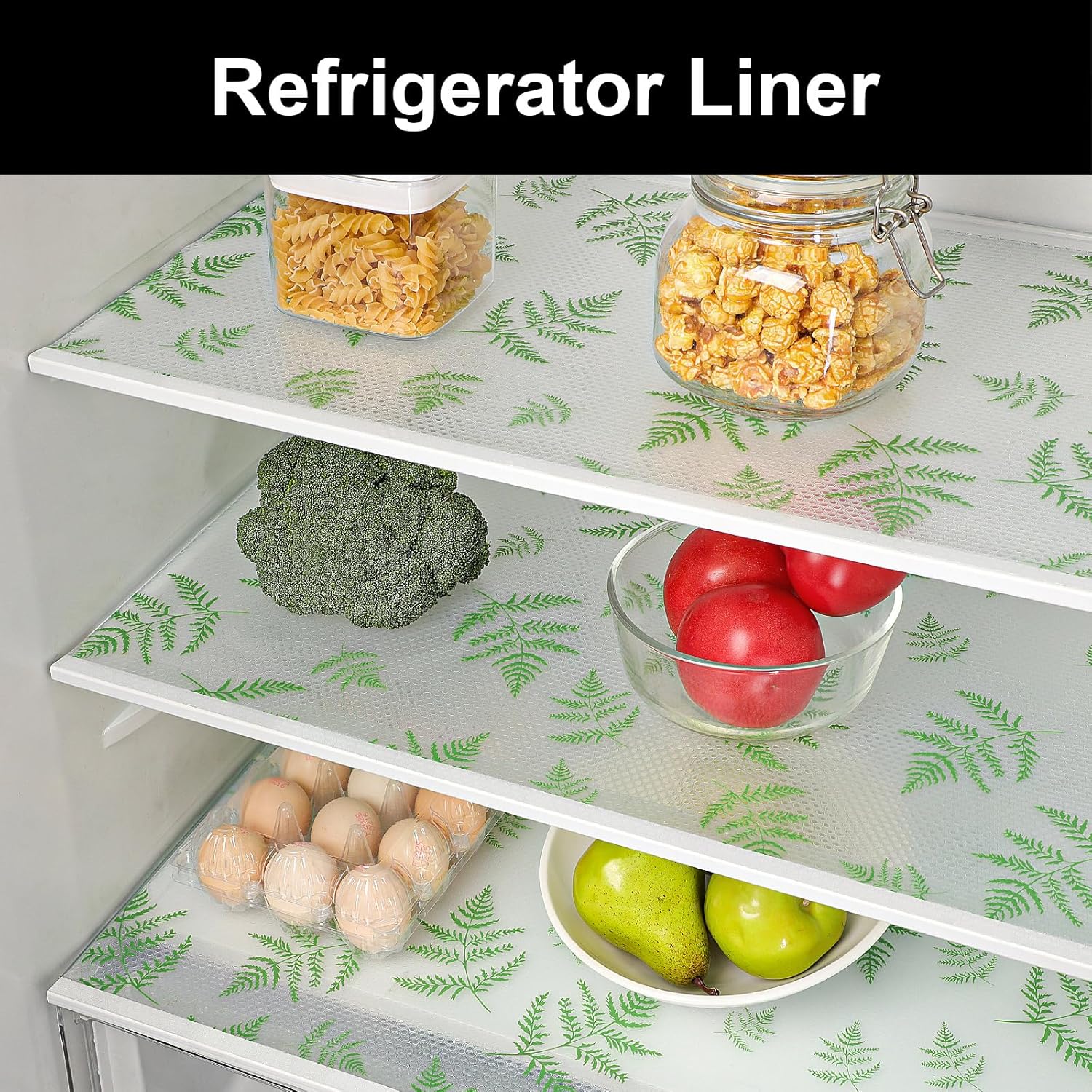 CooyesFridge Liners Shelf Liner for Kitchen Cabinets Refrigerator Liners Waterproof & Oil-Proof Kitchen Cupboard Liner Non Adhesive Drawer Mats EVA Material for Shelves