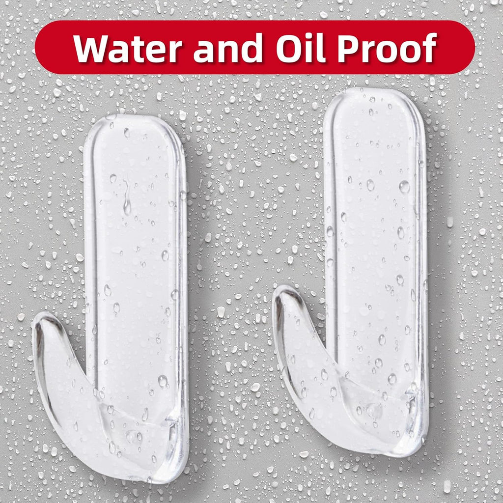 Wall Hooks for Hanging Heavy Duty, Medium 22 Self Adhesive Wall with 26 Strips no Damage, Transparent Sticky for Key, Shower,Towel, Coat, Door, Hat