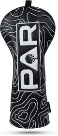 Big Teeth Golf Club Covers Full Set Driver Headcover Fairway Wood Hybrid Golf Club Iron Head Covers, Topographic Edition Putter Cover Leather Golf Head Covers Pure Black, Gifts for Men