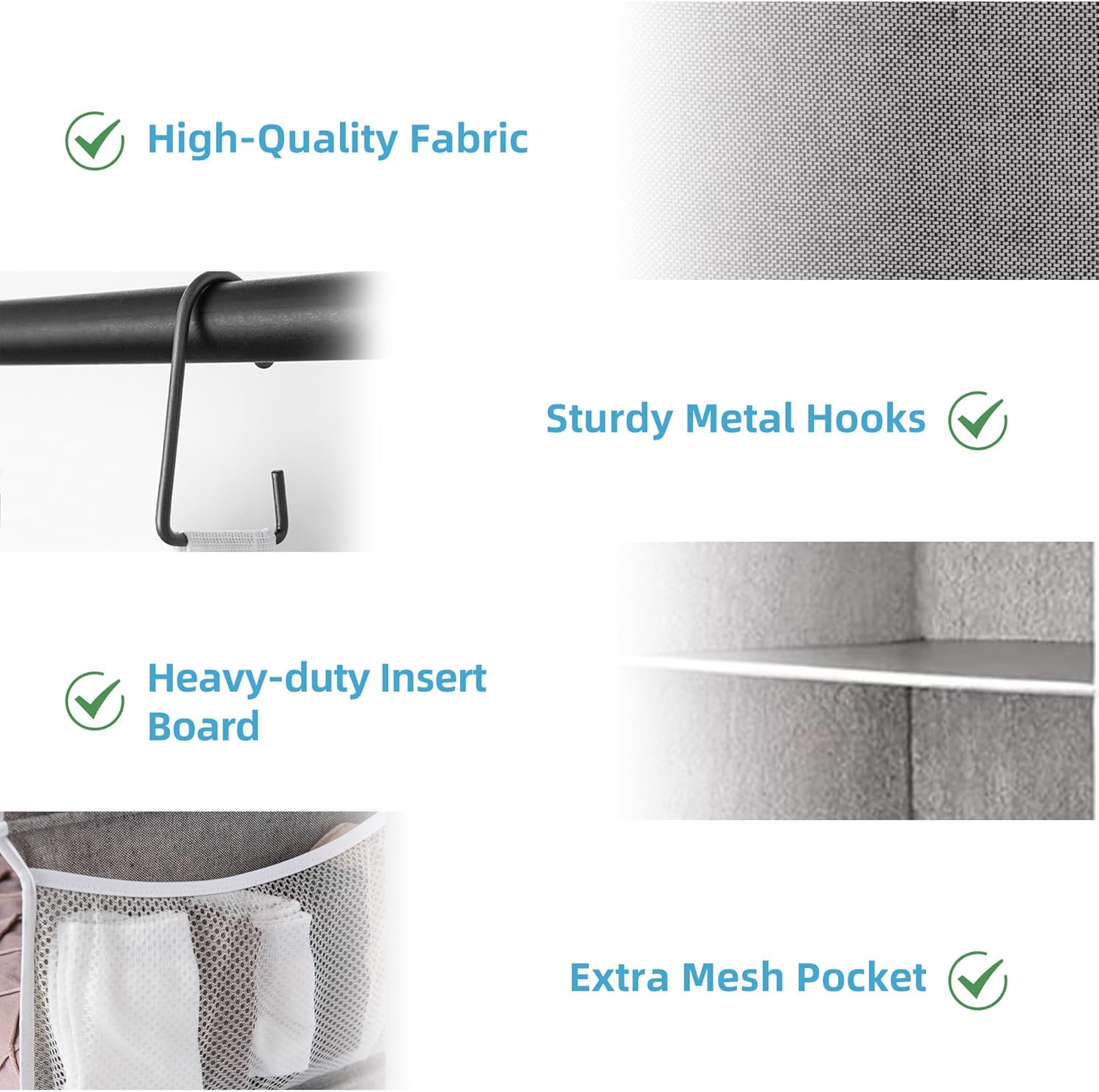 StorageWorks 6-Shelf Jumbo Closet Organizers, Two 3-Shelf Separable Hanging Shelves for Closet, 13" D x 15" W x 48 ¼"H，Gray