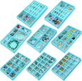 8 Pcs Velvet Jewelry Tray Stackable Jewelry Drawers Organizer Trays Rings Earrings Bracelet Organizer (8.2" x 5" x 1")