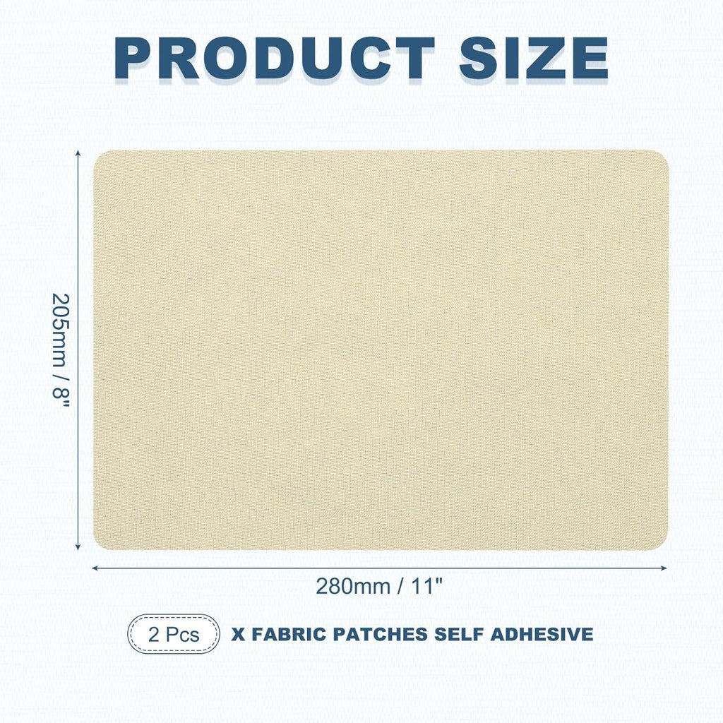 PATIKIL 8x11 Inch Linen Repair Patches, 2Pcs Self-Adhesive Fabric Patch for Sofas Tote Bags Furniture Car Seats Clothes Tents, Beige