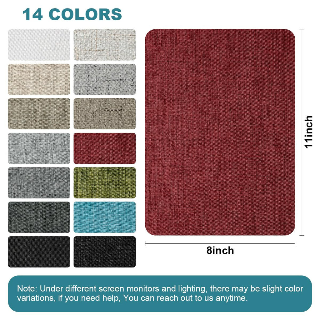 J.CARP 2Pcs Linen Repair Patches, Large Self-Adhesive Fabric Patch for Sofas, Couch, Furniture, Car Seats (8 * 11 inches-2PCS Red)