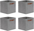 DULLEMELO 11x11 Cube Collapsible Fabric Storage Bins for Shelf Organizing, Toy Square Bins, Kids Clothes Closet Baskets Storage, for Bedroom, Living Room, Dorm(Gray-4 Pack)