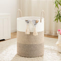 Laundry Basket,Woven Cotton Rope Laundry Hamper,60L for Decorative Storage of Dirty Clothes,Toys and Blankets in Bathroom,Bedroom and Living Room