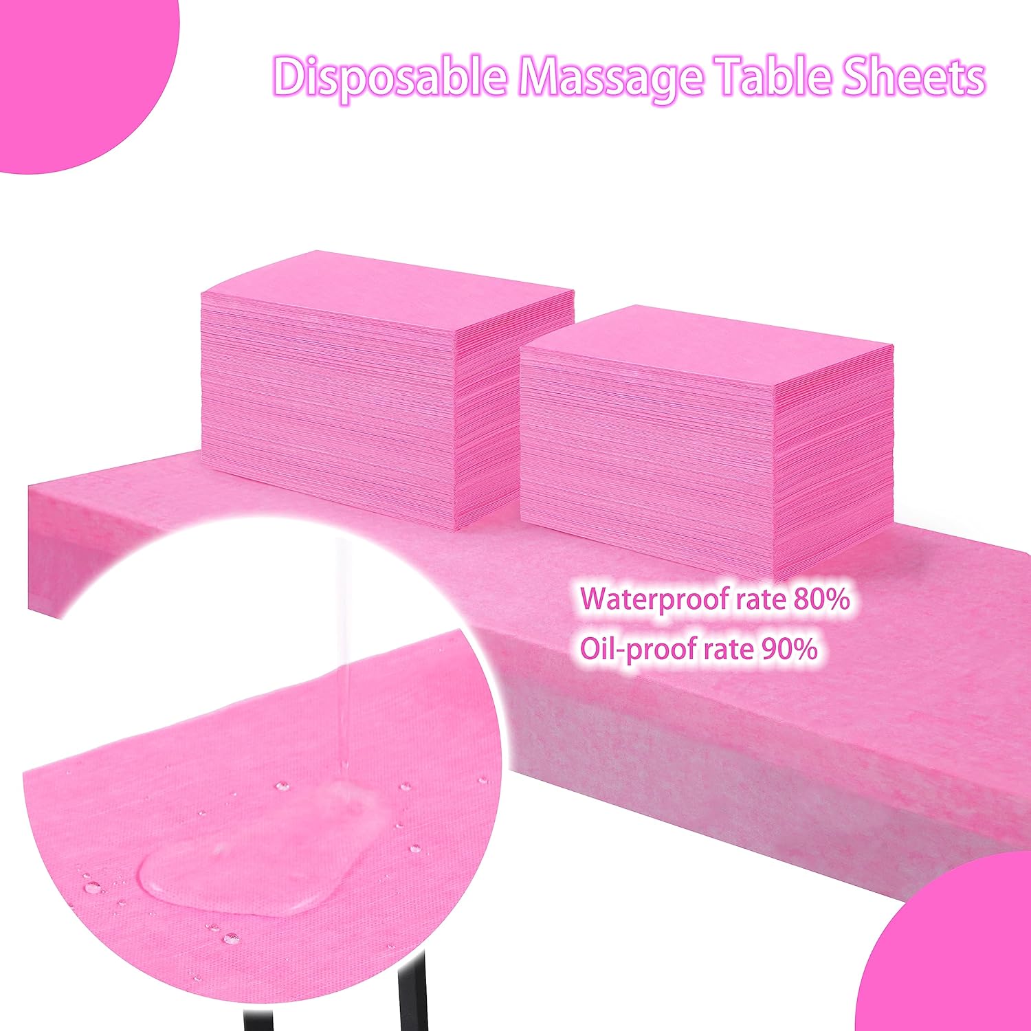 Disposable Bed Sheets for Massage Table 100 Pcs 31" x 71" Waterproof Massage Table Sheets Soft Non Woven Fabric SPA Massage Table Bed Cover Breathable for Beauty Tattoos Waxing Travel (Pink)