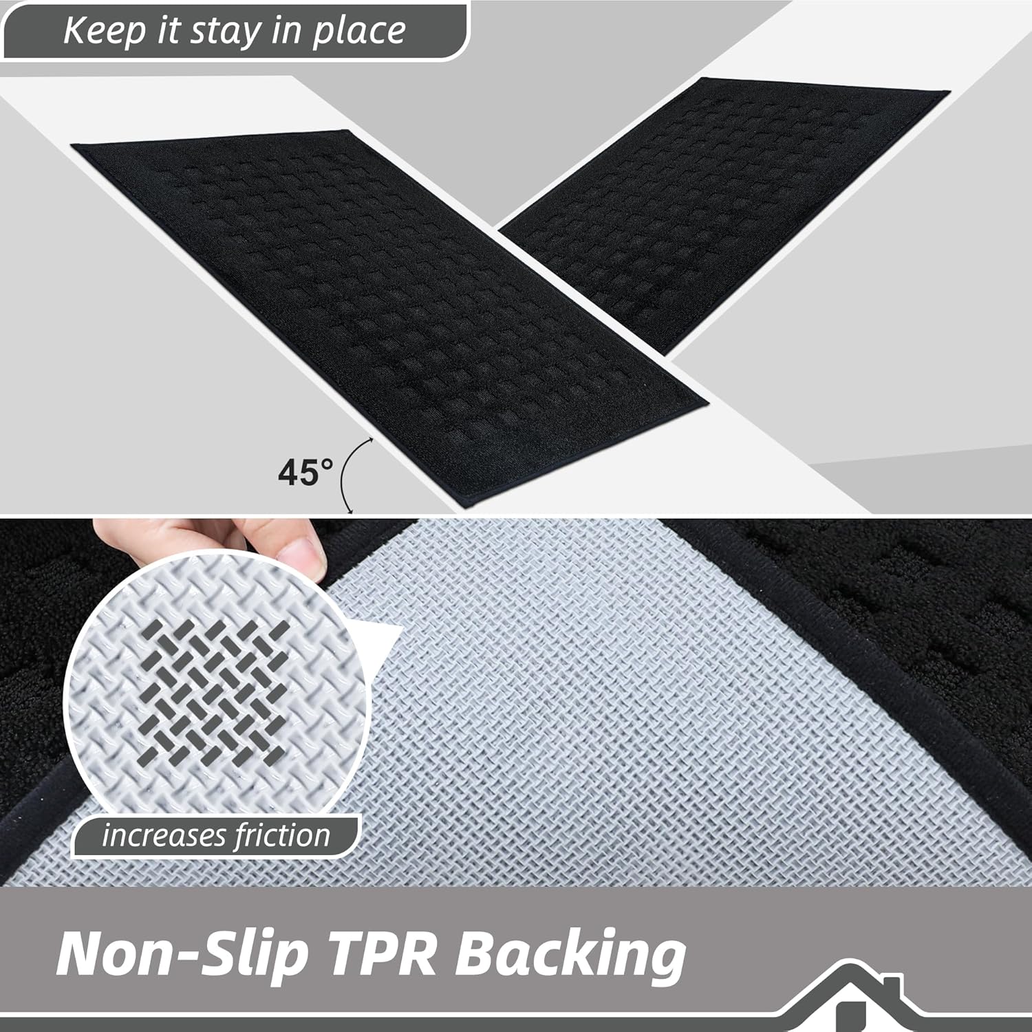 BEQHAUSE Waffle Door Mats Indoor 32"x48", Dog Mat for Muddy Paws Absorbent and Dirt Resist Floor Mats Non-Slip Washable Rugs for Entryway, Welcome Mat for Front Back Door, Muddy Wet Shoes, Black