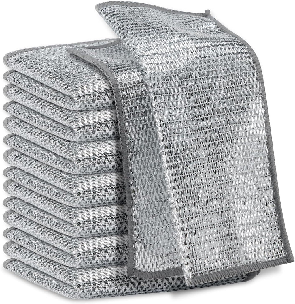 Multipurpose Wire Miracle Cleaning Cloths, Magnifying Wire Dishwashing Rags for Wet and Dry Mesh Microfiber Cleaning Cloth for Metal, Kitchen, Dishes