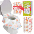 Toilet Seat Covers Disposable (40 pk, Dinosaurs) - XL Waterproof Toilet Cover for Toddlers, Kids & Adults - Portable & Individually Wrapped for Travel, Potty Training, Public Restrooms