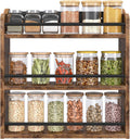 Spice Rack Wall Mounted, Wood 3 Tier Spice Rack for Countertop, Vertical Spice Organizer for Spice Jars and Seasonings, Hanging Spice Shelf for Kitchen Cabinet, or Pantry, Rustic Brown