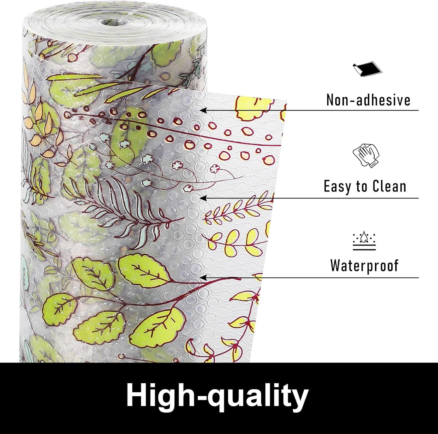 Cooyes Shelf Liner, Non-Adhesive Waterproof Drawer Liner, Durable Easy-to-Cut EVA Shelf Paper for Kitchen Cabinets, Refrigerator, Cupboard, and Dresser (11.8 Inch W x 118 Inch L)